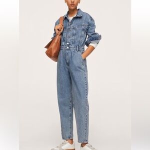 Mango Light Blue Denim Jumpsuit Overalls Size S